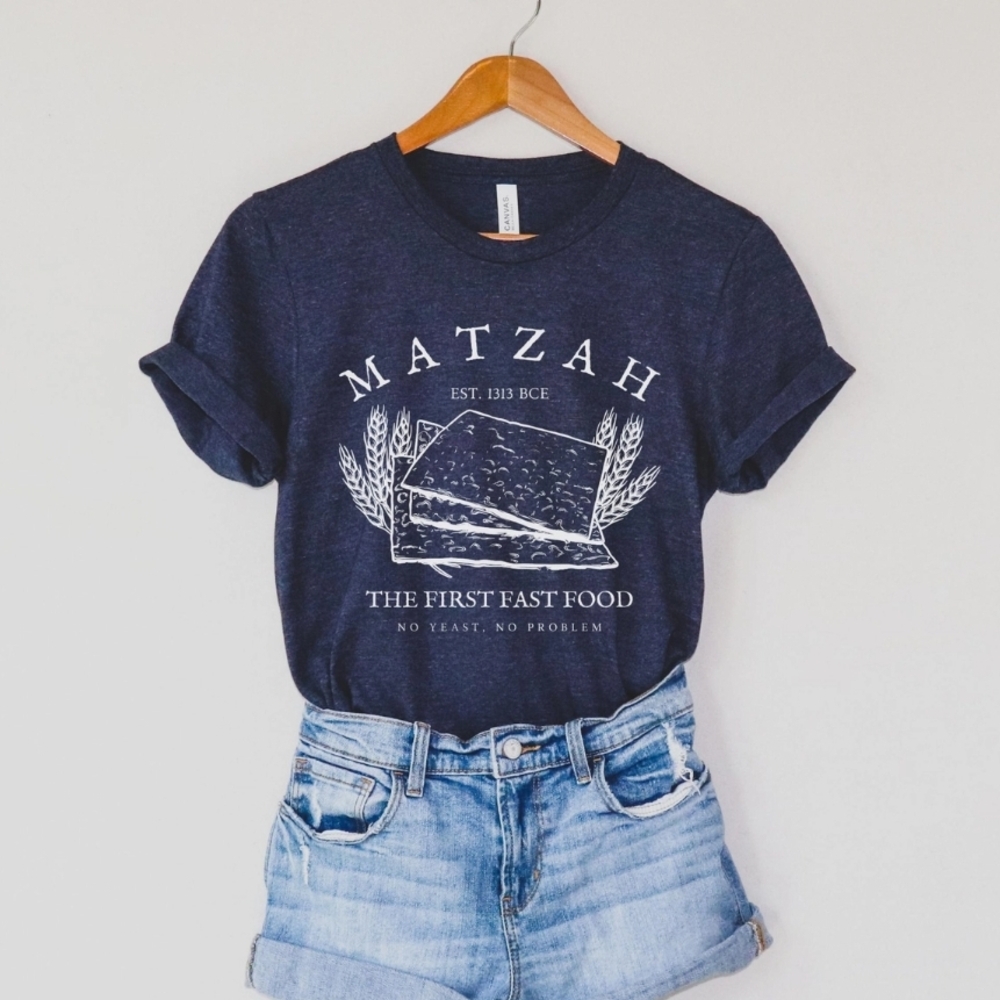 Navy Graphic Tee with Matzah Print